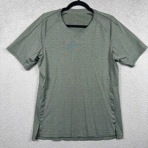 Lululemon Shirt Mens Large Green Textured Training‎ Short Sleeve Vented Stretch